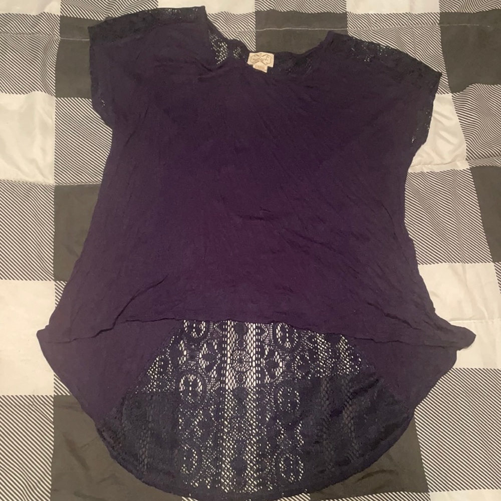 Navy blue lace back top